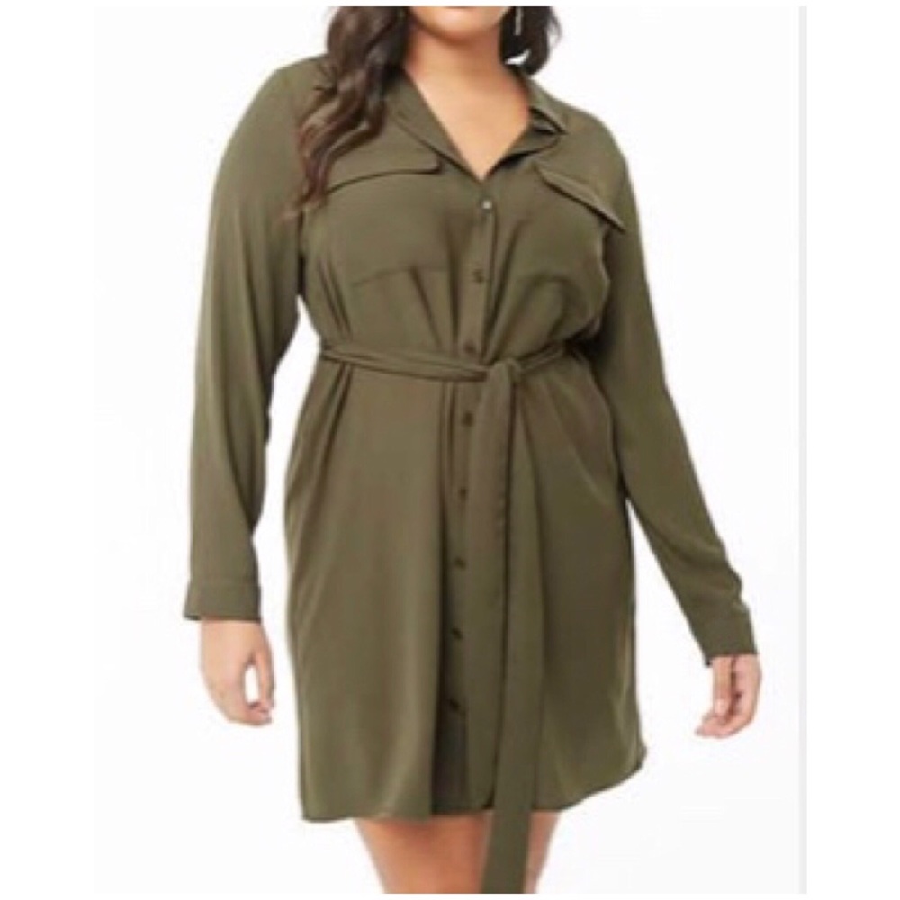 🆕 Plus Size Belted Shirt Dress